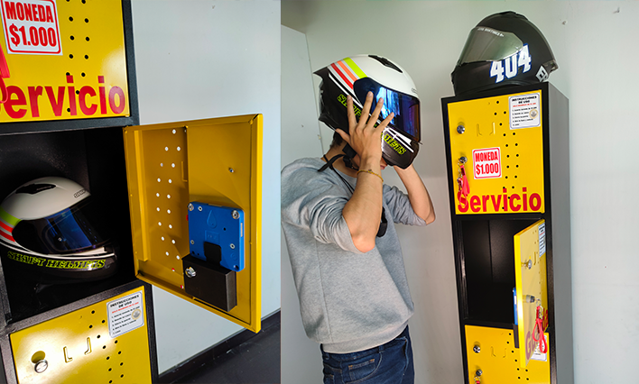 locker inteligente con monedero para guardar cascos